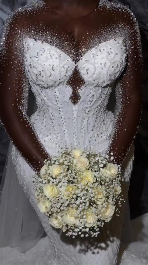 7.6K views · 719 reactions | Skin mesh sleeves kissed with a cascade of crystals, flowing into a dreamy mermaid silhouette for our gorgeous bride @afiabeckie who loves to shimmer softly yet boldly. | Shapes By Nelson | Facebook