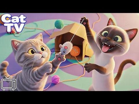 Cat TV: Cartoon for Cats to Watch! Entertainment Videos for Cats | Cat Cartoons with Calming Music