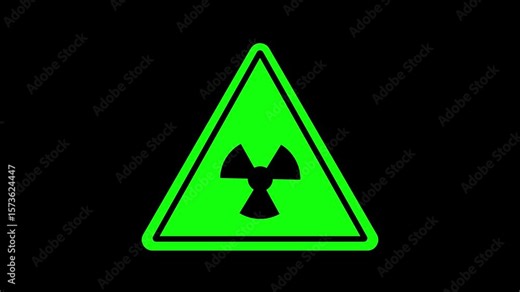 Radioactive hazard symbol animation. Sign of radiation motion. radioactive sign in flat design 4k video footage. Stock Video