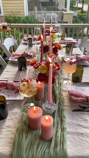 Elegant Spring Dinner Party Tablescape with Taper Candles