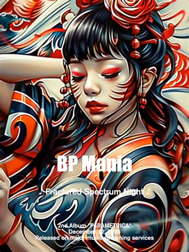 【Let's enjoy BP Mania together!】 BP Mania ♪Fractured Spectrum Night♪（Album｜PARAMETRICA） December 12, 2025: Release on major music streaming services 2025年12月12日 デジタル配信開始 #suno #sunoai #aimusic #bpmania 《Included songs》 1. Fractured Spectrum Night 2. Dance Map of the Nocturnal Airflow 3. Zero-Beat Polygon Fairy 4. Silent Leap 5. Pulse Line of the Night Debris 6. A Voice Dancing on the Shadow’s Edge 7. Ghosts Adrift in the Electric Gloom 8. Ghost Orbits of the Spiral City 9. Reverse the spark in m