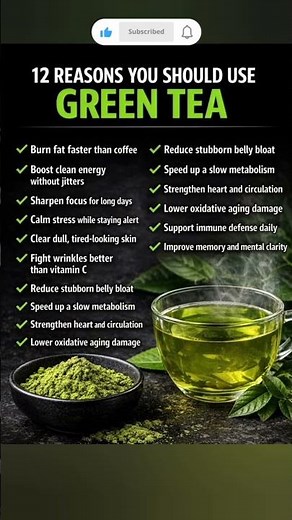 12 Powerful Reasons to Drink Green Tea Every Day 🍵✨ #GreenTeaBenefits #shortsfeed #viral #reels