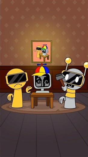 Garnold and Fun Bot removes virus from Mr Fun Computer 🦠🖥️ Incredibox Sprunki animation #shorts