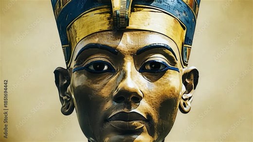 Video A close-up view of a statuesque Egyptian woman, ideal for use in ancient history or archaeological s
