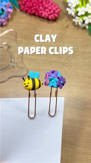 Cute Bee & Flower Paper Clips 🐝🌸 | Easy Clay DIY #clay #diy #bee #flowers