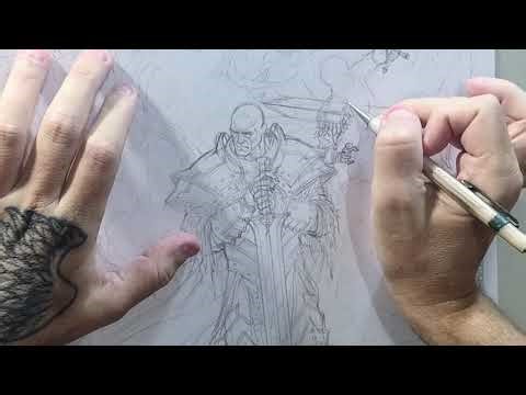 Drawing a comic book cover!