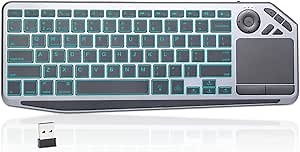Coastacloud Slim Wireless TV Keyboard with Touchpad, 7-Colors Backlit PC/HTPC Bluetooth Keyboard Build in Trackpad with Media Control, Easy Connected with Windows/Android Laptop/Tablet/Chrome OS