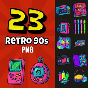 Retro 90s PNG Clipart Bundle, Vintage 90s Objects Stickers (digital Download) - Etsy