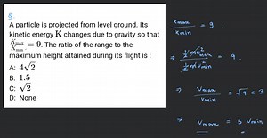 A particle is projected from level ground. Its kinetic energy \... | Filo