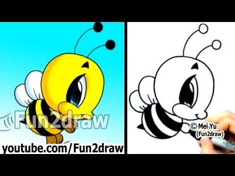 How to Draw Cartoon Characters - Bumble Bee in 2 min - Easy Things to Draw - Fun2draw