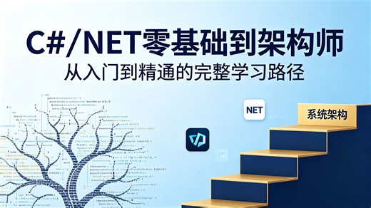 C#/.NET 零基础到架构师全阶教程，结合真实企业项目实战演练，拆解主流架构设计核心思路与落地技巧，循序渐进夯实技术功底，助力开发者稳步进阶为资深架构师