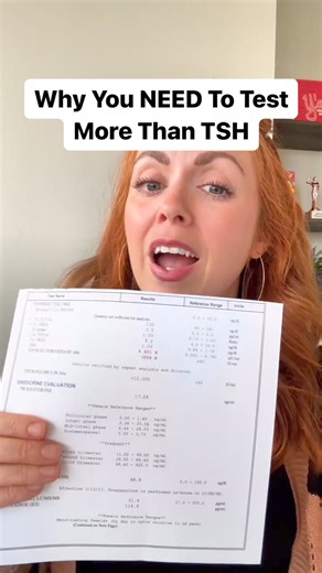 🚨 PSA: Don’t rely on just testing TSH levels to diagnose thyroid issues. Make sure you get a complete thyroid panel to fully understand your hormone levels! Typically, when someone is given a medication for their Thyroid, it is actually a hormone for T4, which is not shown when only testing for TSH. This Patient is a great example. Her TSH showed to be elevated, leading the common solution to be medicated for the hormone of T4. However, we tested her FULL Thyroid. Her T4 free and total & T3 fre