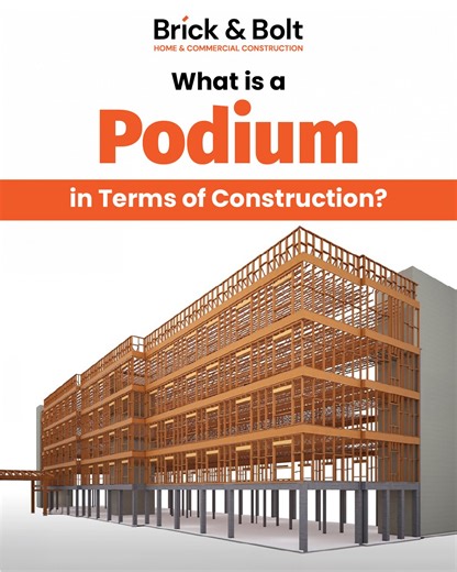 Brick & Bolt on Instagram: "In construction, the word podium is used a lot – but what exactly does it mean?🤔🏗️ A podium is the base or lower floors of a building, usually designed for parking, utilities, or common amenities, while the residential or commercial towers rise above it💯 This design not only maximizes space in crowded cities but also improves safety, accessibility, and the overall functionality of a project. You’ll often see podiums in high-rise apartments, commercial complexes, an