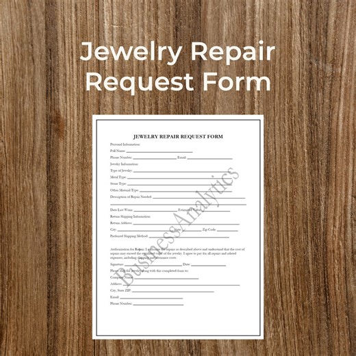 Jewelry Repair Request Form | Fillable PDF, Customizable (digital Download) - Etsy Australia
