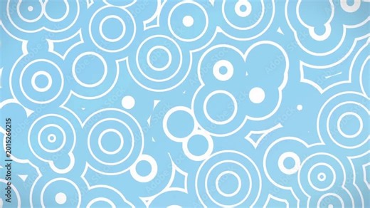 Blue concentric circles and white rings expand and pulsate across the screen in a flat vector loop.