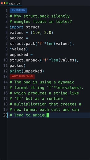 This Bug Ships To Production: Why struct.pack silently mangles floats in tuples?
