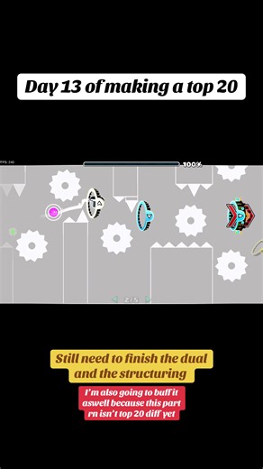 I’m so close to finishing it. After the layout i’ll send it to my decorators and we’ll let them cook. Still looking for decorators so dm me if you want to join. 🤗#geometrydash #fyp #gd #geode #layout