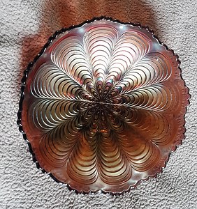 Vintage Fenton Peacock Tail Pattern Carnival Glass Bowl - Etsy