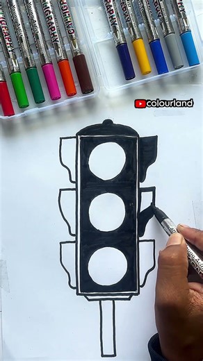 How to colour traffic lights step by step #ytshorts #trafficlight #colouring #drawing #shortsfeed
