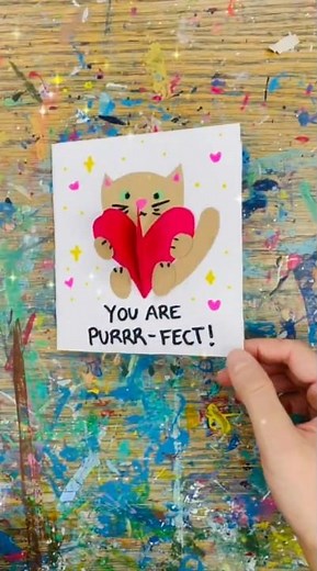 CUTE & EASY Handmade Cat Card / DIY Birthday Card Tutorial #shorts