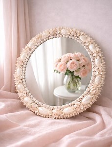 Handmade Seashell Mirror –“cristina Shell Mirror” White Pearlized Coastal Natural Wall Decor - Etsy UK