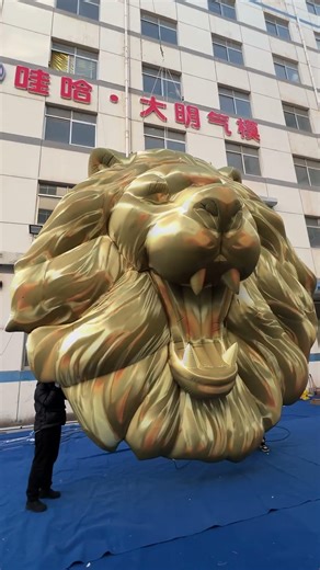 Digital Inflatables Cartoon Characters Gold Lion of Head for Advertising Decorations