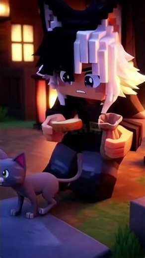 #1 Zyro and the Stray Cat 🥹❤️#cat #minecraft #shorts #animation