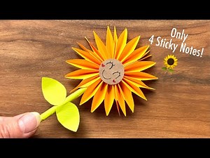 Make a Beautiful Sunflower with 4 Sticky Notes 🌻 Easy Origami