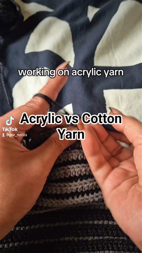 acrylic yarn vs cotton yarn (real time) #crochet #crafttherapy #crochetlife #handmade