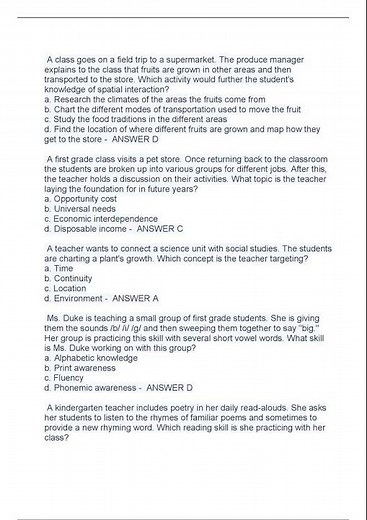 PECT Module 2 PreK 4 Test Set Questions And Correct Answers