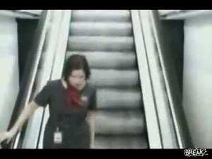 Old lady crashes down escalator (Original)