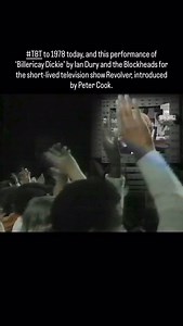 #TBT to 1978 today, and this performance of ‘Billericay Dickie’ by Ian Dury and the Blockheads for the short-lived television show Revolver, introduced by Peter Cook. Originally broadcast in 1978, this clip was aired again in 1995, recorded on VHS, and uploaded to the ‘MrHbsauce, Punk Rock & New Wave videos’ YouTube channel. #iandury #theblockheads #billericaydickie #revolver #1970s | Ian Dury (and the Blockheads)