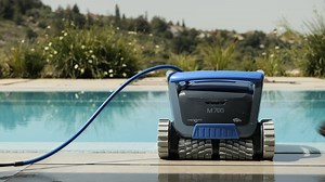 Dolphin M700.​ 🧽 Scrubs the pool’s floor, walls, and waterline​. ▒ Filters both fine dust-like debris, as well as twigs and leaves.​ 🌡Sensors the water temperature.​ Now pool water is in perfect condition.​ For more M700 details 👇 | Maytronics