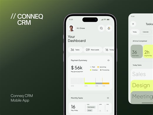Conneq CRM — Productivity & Project Management Mobile App Design