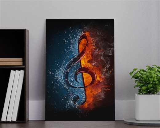 Fire and Water Treble Clef Canvas Print, Music Wall Art - Etsy