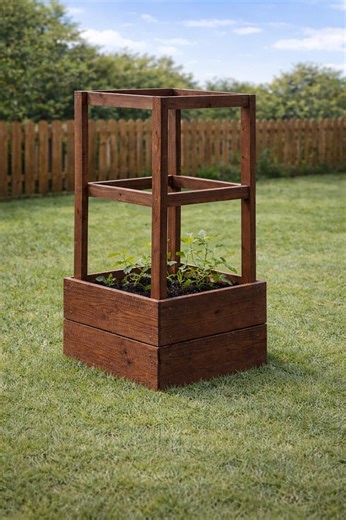 DIY Tomato Cage Planter Plans | Wooden Raised Garden Bed | Easy Outdoor Woodworking Project PDF - Etsy