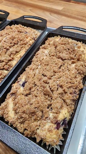 Sour Cream Coffee Cake 📌(Save this recipe!!) 👉 This recipe has been shared from our website nearly 250,000 times!! It's a reader favorite 😍 ❤️ Ingredients Needed: CAKE: granulated sugar unsalted butter large eggs full-fat sour cream OR Greek yogurt (Cabot makes a wondeful vanilla Greek yogurt) all-purpose or cake flour sifted baking powder salt vanilla extract fresh blueberries (optional) or any other fruit you prefer ➡️ You can also take 1/2 cup or so of the batter, stir with 1 tablespoon mo