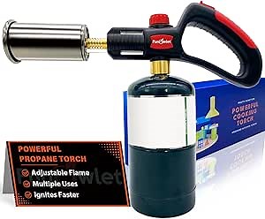 Powerful Cooking Propane Torch Lighter, Tank Not Included | Culinary Kitchen Torch, Sous Vide, Charcoal Lighters Campfire Starter, Flame Thrower Fire Grill Gun for Searing Steak, BBQ