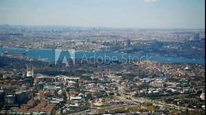 arial view of Bosporus river and istanbul city