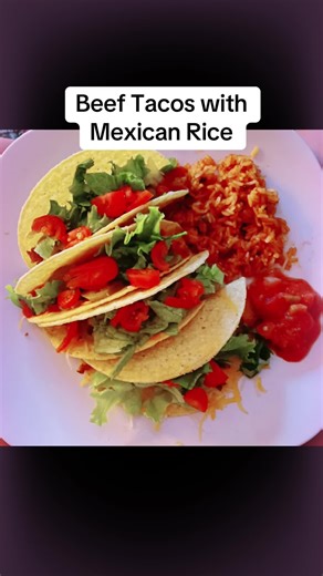 "Fiesta on a plate! 🌮🍚 Beef tacos paired with flavorful Mexican rice...