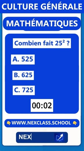 ⚡ Teste ton niveau en maths #Maths #CalculMental #quiz #nexclass