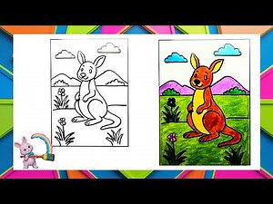 Kangaroo Drawing and Coloring for Kids | Easy Step-by-Step Tutorial