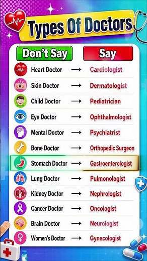 12 Types of Doctors You Should Know 👨‍⚕️🏥 | Medical Specialties Explained #doctors