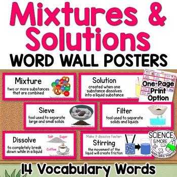 Mixtures and Solutions Vocabulary Posters, Science Word Wall