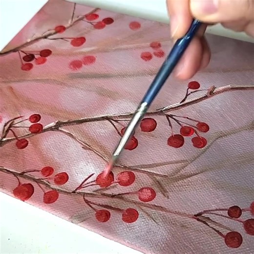 How to Paint a Bird on a Winter Tree Branch / Acrylic Painting | Painting Skills