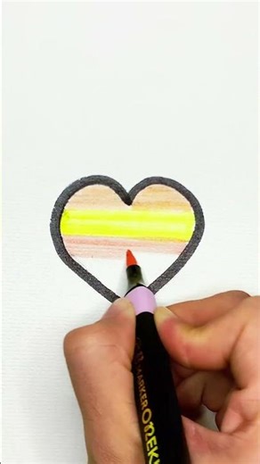 Easiest Rainbow Heart Drawing 💛✨ Quick & Satisfying Art Tutorial #drawing #rainbowheart #easy