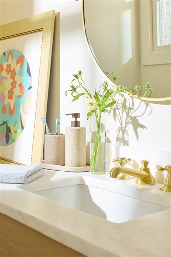 15K views · 22 reactions | Is your bathroom feeling a bit blah?  New bath accessories from our Walmart collection like a tray, soap pump, and toothbrush holder can add some much-needed texture (think faux stone, rattan, or acacia wood) to your countertop! ✨ #BHGatWalmart #bathroomrefresh #Walmartfinds | Better Homes & Gardens | Facebook