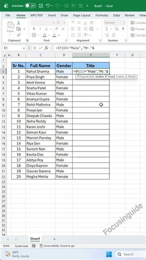How to Add Mr. & Ms. Automatically in Excel! 😱 | Easy Excel Formula Trick 🚀