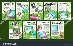 Electronics Store Advertising Posters Set Vector Stock Vector (Royalty Free) 1681434814 | Shutterstock