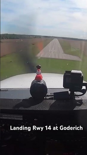 Landing over Lake Huron into Rwy 14 at CYGD Goderich, Ontario.